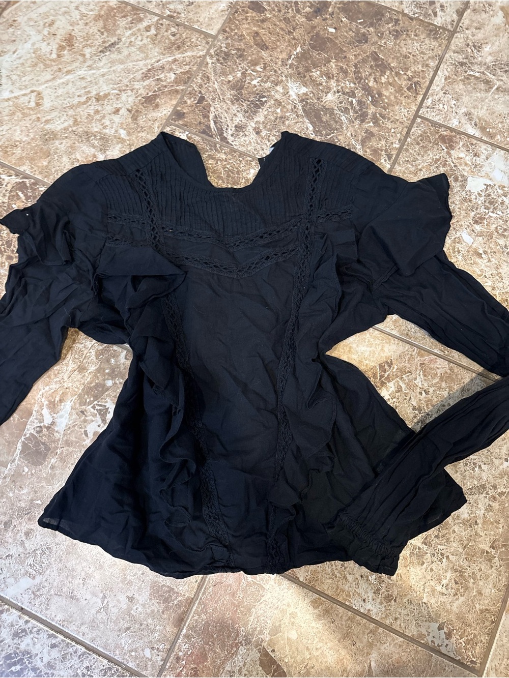 Express Black Ruffle Blouse - Picture 2 of 5